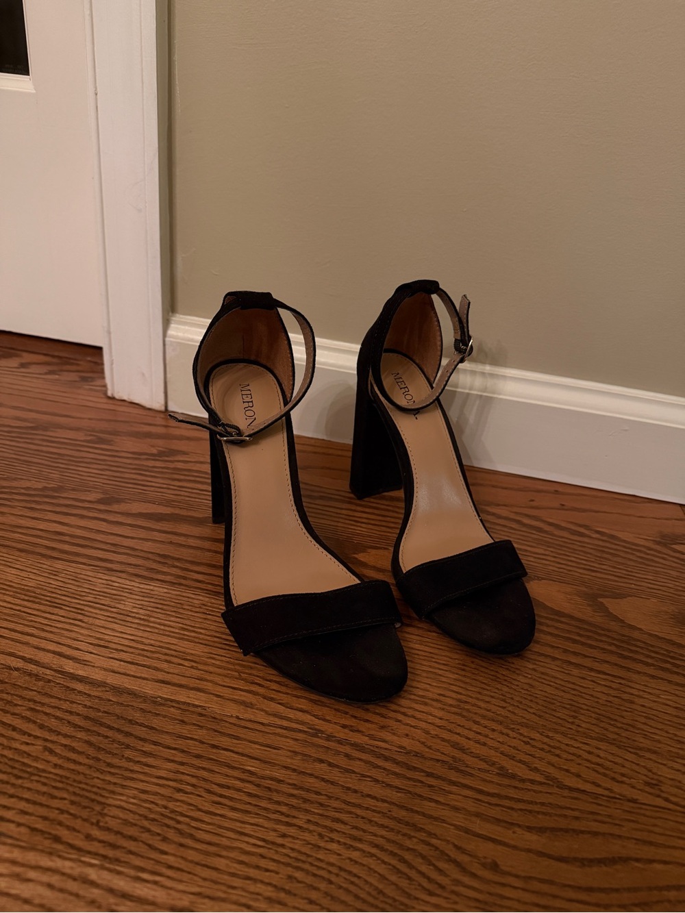 Merona Black Ankle-Strap Block Heels